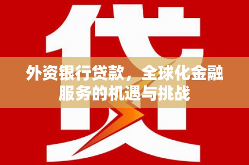十堰外资银行贷款，全球化金融服务的机遇与挑战